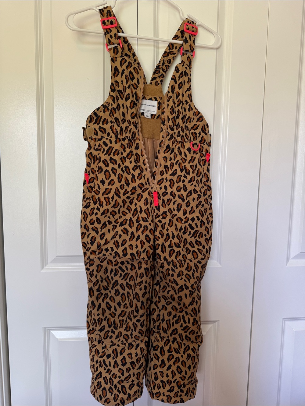 EUC Girls Leopard Print Snow Bib Pants